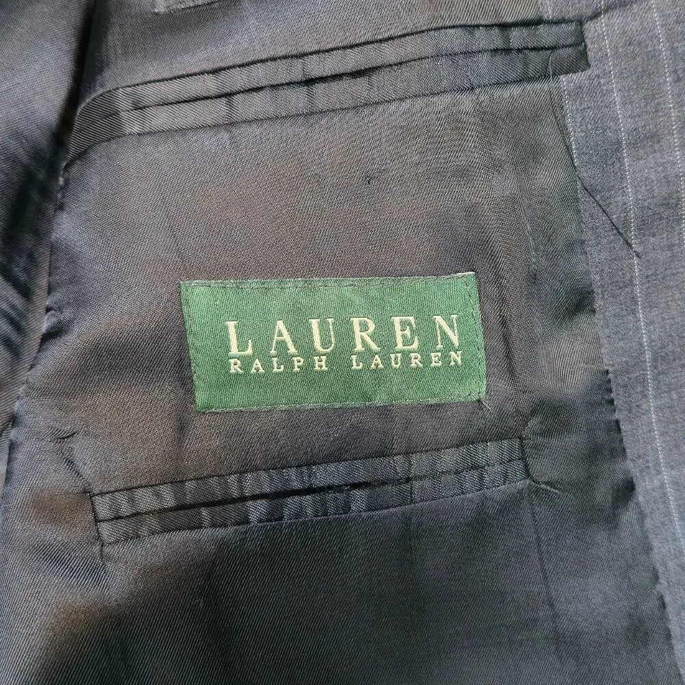Ralph Lauren Blazer‎ 100% Virgin Wool Pinstripe Made in Canada Size 44L